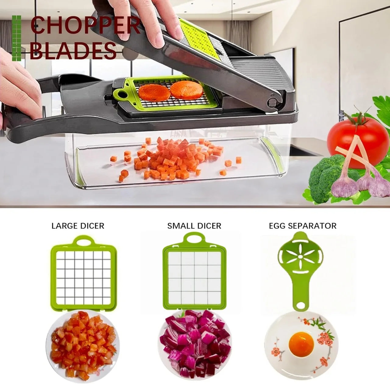 14Set of multifunctional grater, potato shredded vegetables, dicing, handy gadget slicer, kitchen for home, lazy shredding