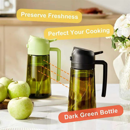 470 ml Oil Sprayer for Cooking,2-in-1 Olive Oil Dispenser and Oil Spray Bottle,Oil Spray with Stickers,Thick Glass Spray Bottle