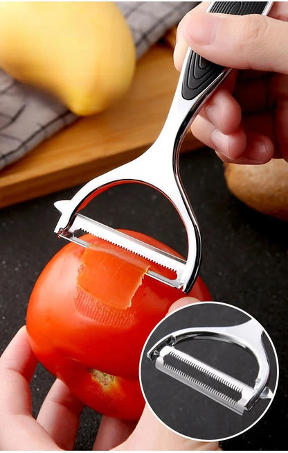 Serrated Blade/Flat Edge Peeler Potato Peeler Slicer Knife Watermelon/Melon Grater Kitchen Multi-Purpose Tool