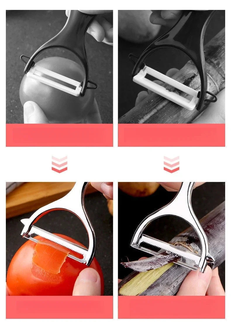 Serrated Blade/Flat Edge Peeler Potato Peeler Slicer Knife Watermelon/Melon Grater Kitchen Multi-Purpose Tool
