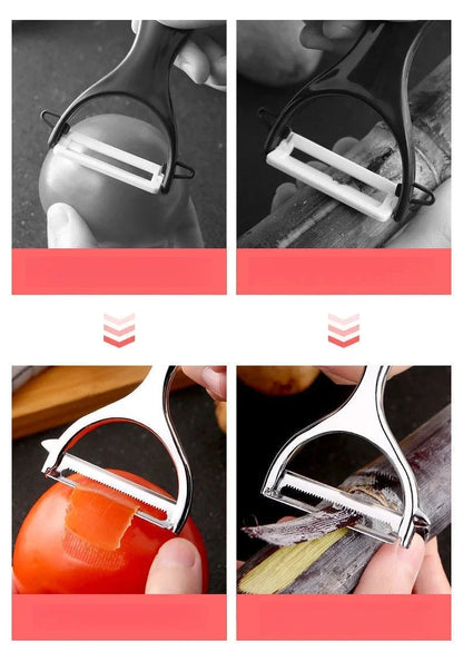Serrated Blade/Flat Edge Peeler Potato Peeler Slicer Knife Watermelon/Melon Grater Kitchen Multi-Purpose Tool